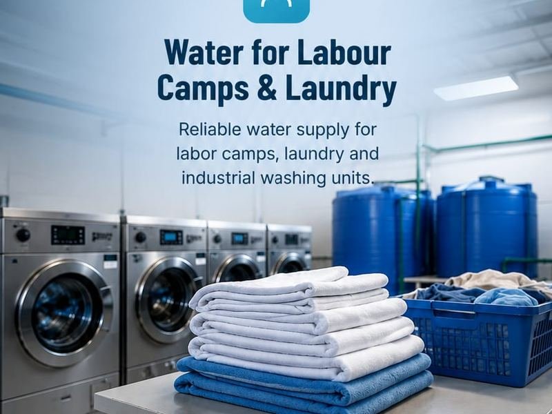 Water tanks supplying a labour camp laundry facility